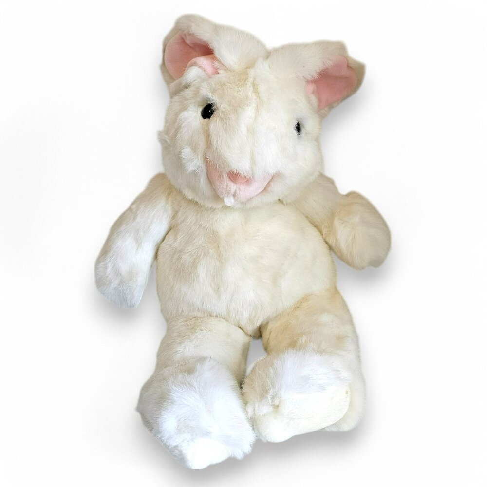 GUND Bunny Rabbit Plush Stuffed Animal White Toothy Blue Eyes Vintage 1992 20"